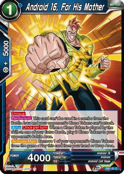 Android 16, For His Mother (EB1-21) [Battle Evolution Booster] | Good Games Adelaide SA