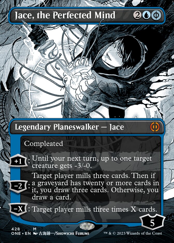 Jace, the Perfected Mind (Borderless Manga Step-and-Compleat Foil) [Phyrexia: All Will Be One] | Good Games Adelaide SA