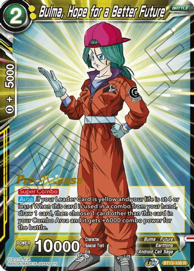 Bulma, Hope for a Better Future (BT13-105) [Supreme Rivalry Prerelease Promos] | Good Games Adelaide SA