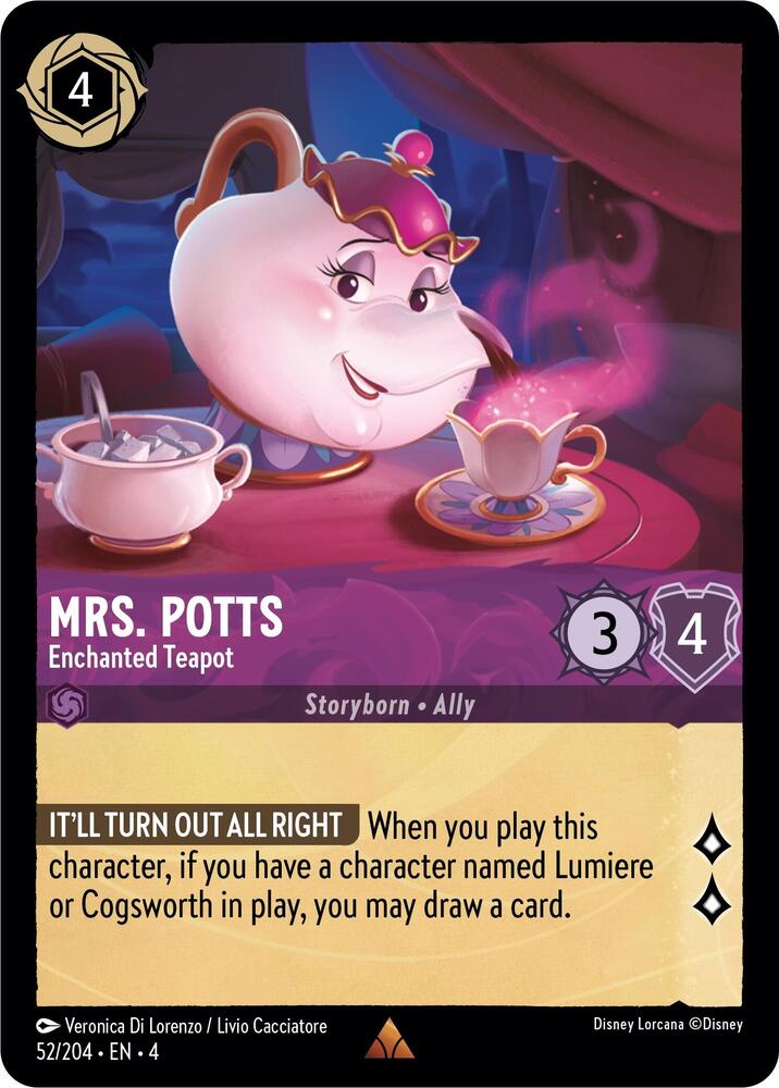 Mrs Potts Enchanted Teapot 52/204 (Ursula's Return)  - Cold Foil | Good Games Adelaide SA