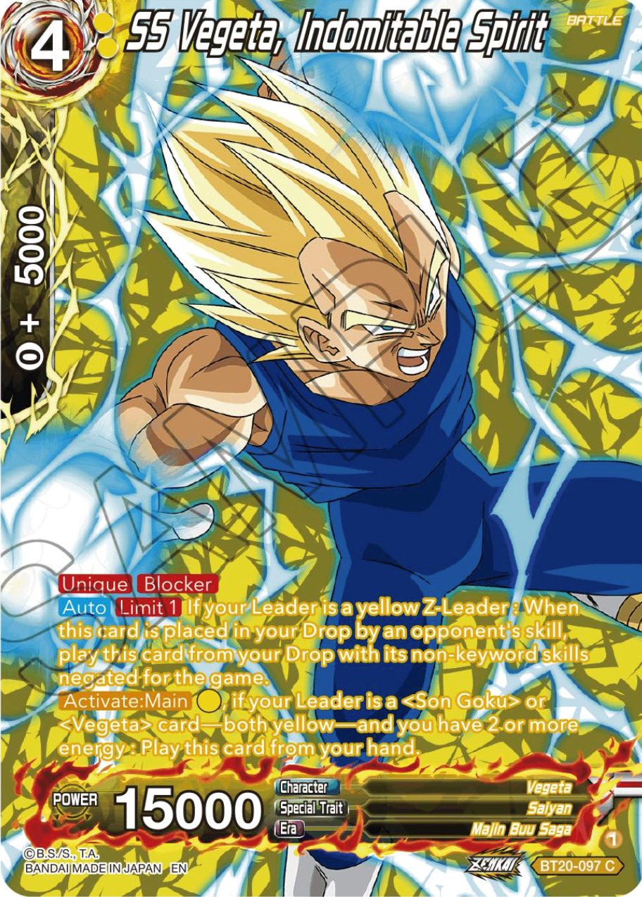 SS Vegeta, Indomitable Spirit (Silver Foil) (BT20-097) [Power Absorbed] | Good Games Adelaide SA