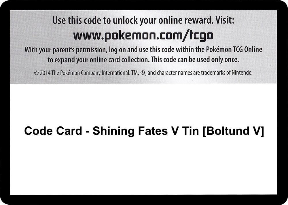 Code Card Shining Fates V Tin Boltund V  (Shining Fates)  | Good Games Adelaide SA