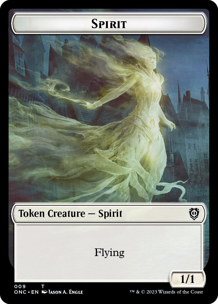 Human // Spirit Double-Sided Token [Phyrexia: All Will Be One Commander Tokens] | Good Games Adelaide SA
