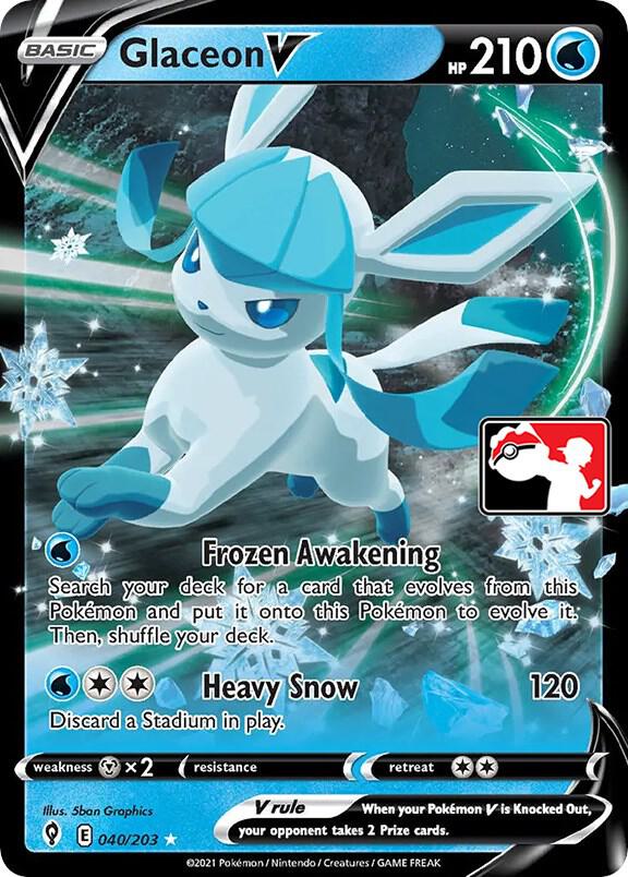 Glaceon V Series 1/2 040/203 (Prize Pack Series Cards)  - Holofoil | Good Games Adelaide SA