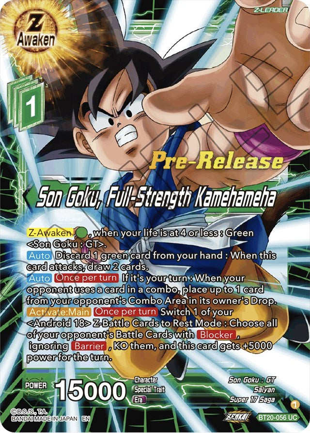 Son Goku, Full-Strength Kamehameha (BT20-056) [Power Absorbed Prerelease Promos] | Good Games Adelaide SA