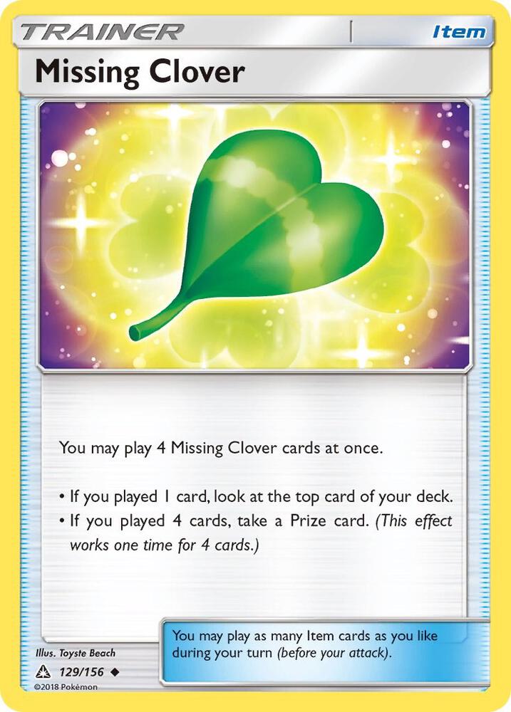 Missing Clover 129/156 (SM - Ultra Prism)  | Good Games Adelaide SA