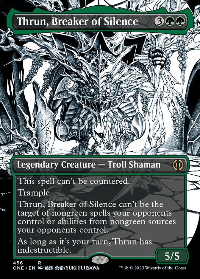 Thrun, Breaker of Silence (Borderless Manga Step-and-Compleat Foil) [Phyrexia: All Will Be One] | Good Games Adelaide SA