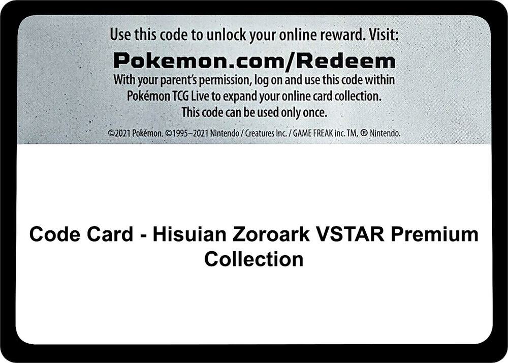 Code Card Hisuian Zoroark VSTAR Premium Collection  (SWSH11: Lost Origin)  | Good Games Adelaide SA