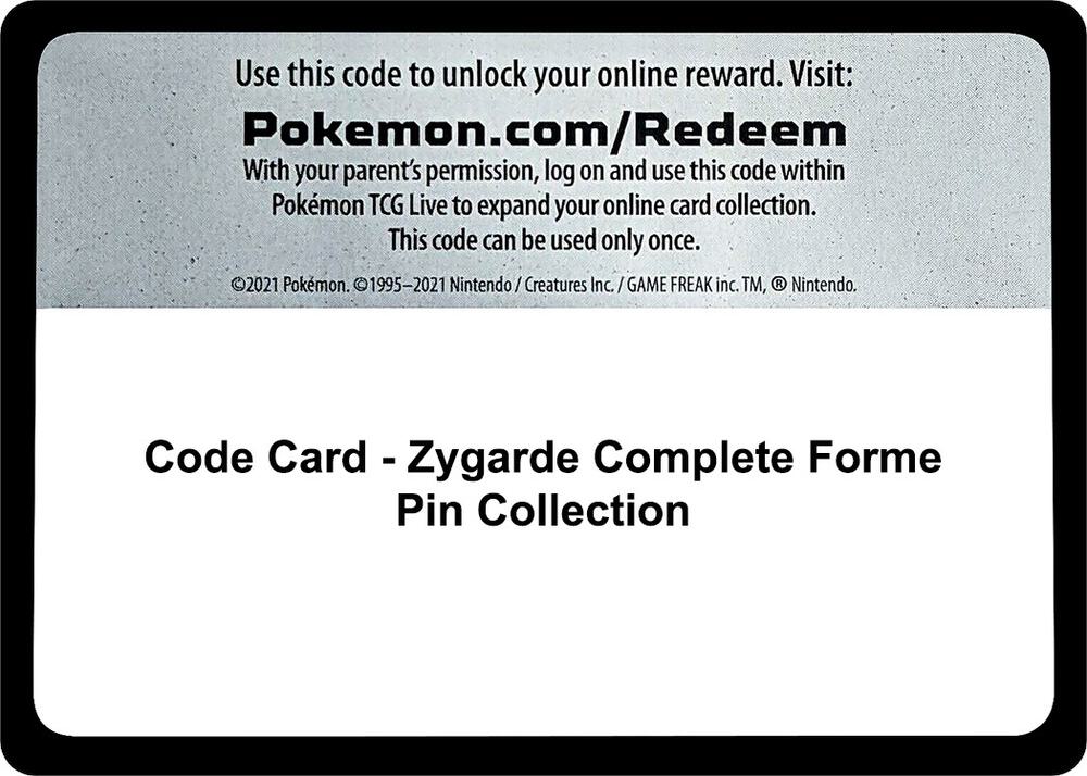 Code Card Zygarde Complete Forme Pin Collection  (SM Base Set)  | Good Games Adelaide SA