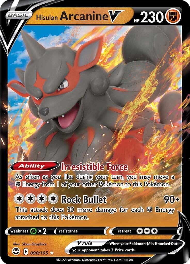 Hisuian Arcanine V (090/195) [Sword & Shield: Silver Tempest] | Good Games Adelaide SA