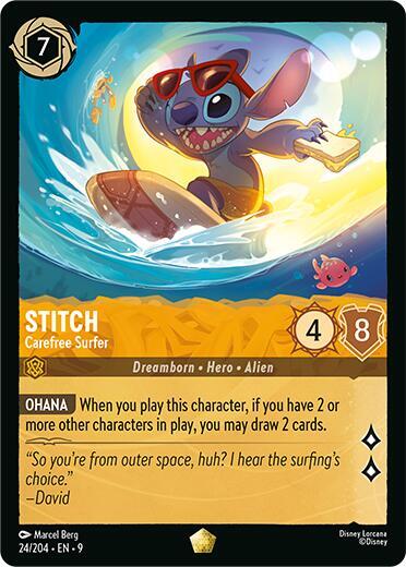 Stitch Carefree Surfer 24/204 (Fabled)  - Cold Foil | Good Games Adelaide SA