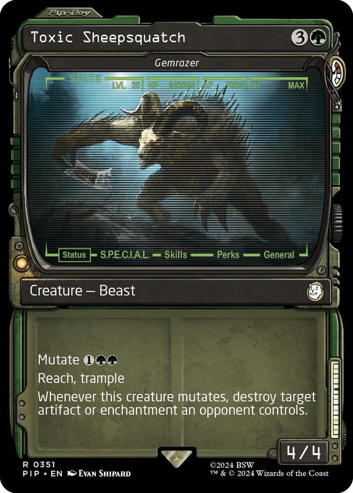 Toxic Sheepsquatch Gemrazer Showcase 351 (Universes Beyond: Fallout)  - Showcase Foil | Good Games Adelaide SA