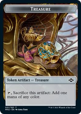 Treasure 021 Bird Double Sided Token 21 // 1 (Modern Horizons 2)  - Foil | Good Games Adelaide SA
