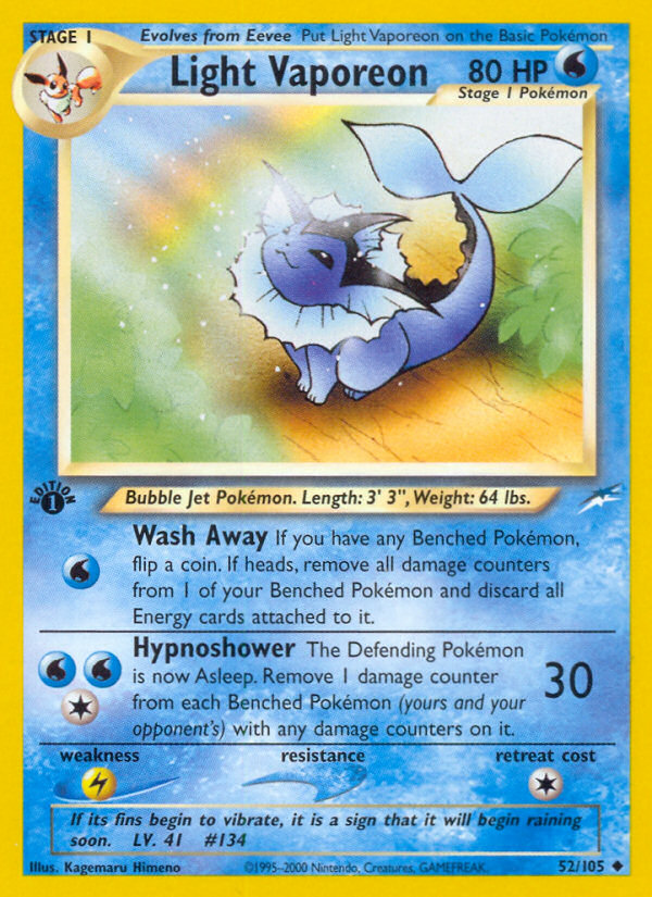 Light Vaporeon (52/105) [Neo Destiny 1st Edition] | Good Games Adelaide SA