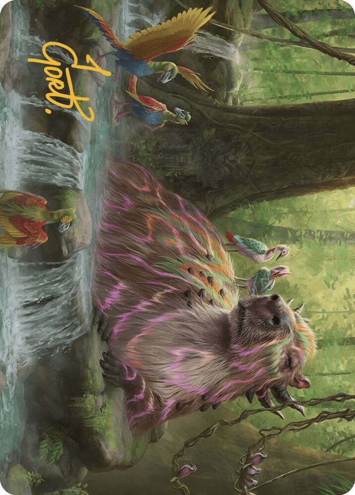 Basking Capybara Art Card Gold Stamped Signature 22 (Art Series: The Lost Caverns of Ixalan)  | Good Games Adelaide SA