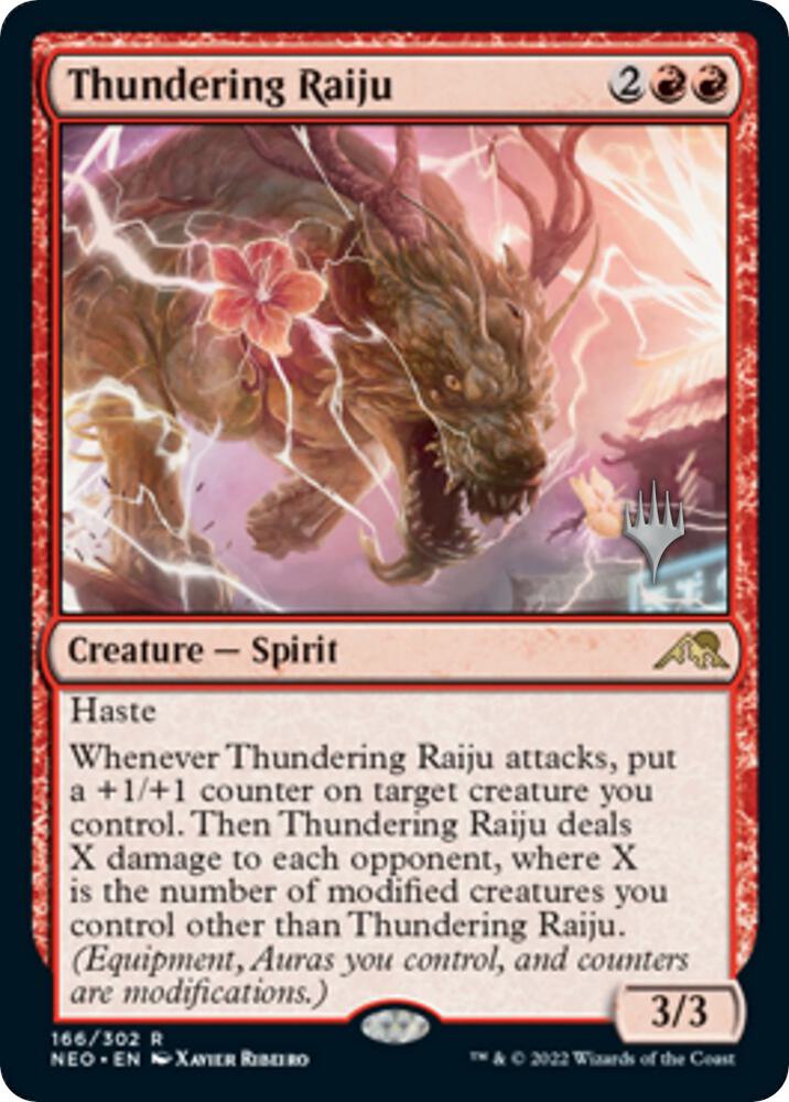 Thundering Raiju 166 (Promo Pack: Kamigawa: Neon Dynasty)  - Foil | Good Games Adelaide SA