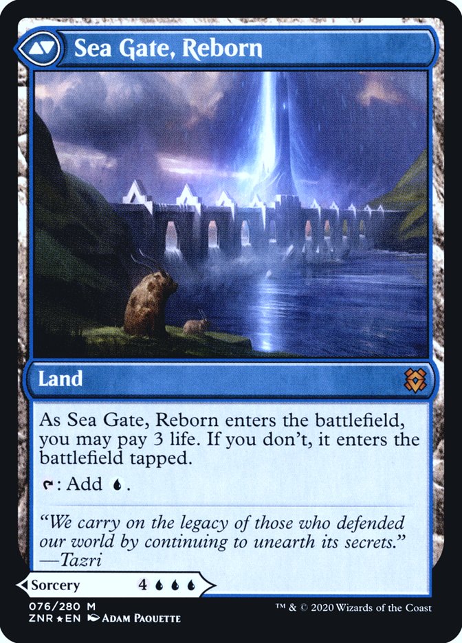 Sea Gate Restoration // Sea Gate, Reborn  [Zendikar Rising Prerelease Promos] | Good Games Adelaide SA