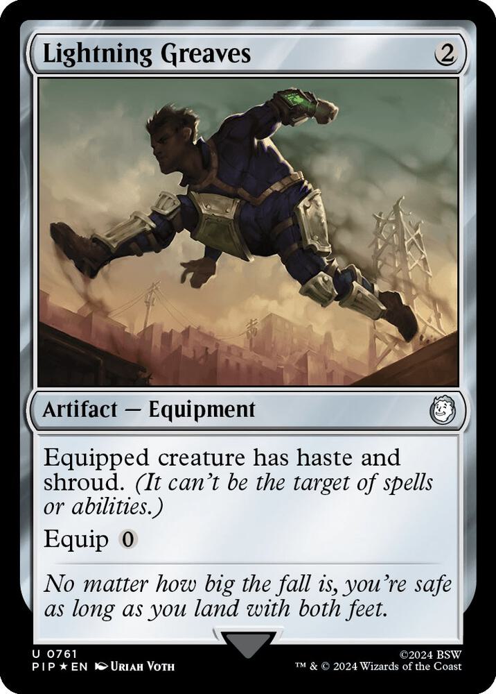 Lightning Greaves 761 (Universes Beyond: Fallout)  - Foil | Good Games Adelaide SA