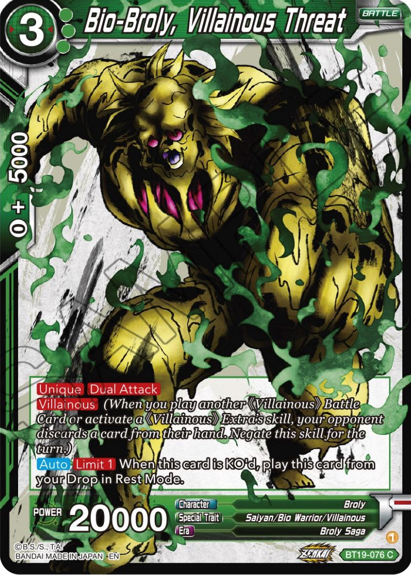 Bio-Broly, Villainous Threat (BT19-076) [Fighter's Ambition] | Good Games Adelaide SA