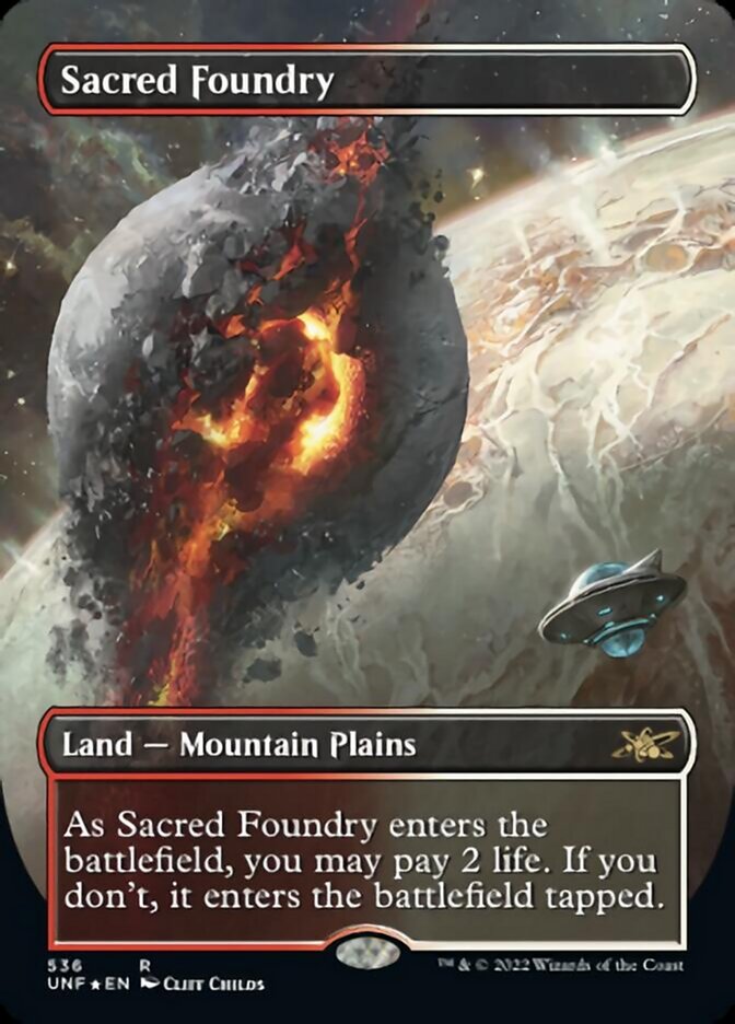 Sacred Foundry (Borderless) (Galaxy Foil) [Unfinity] | Good Games Adelaide SA