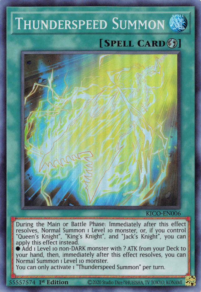 Thunderspeed Summon (Super Rare) [KICO-EN006] Super Rare | Good Games Adelaide SA