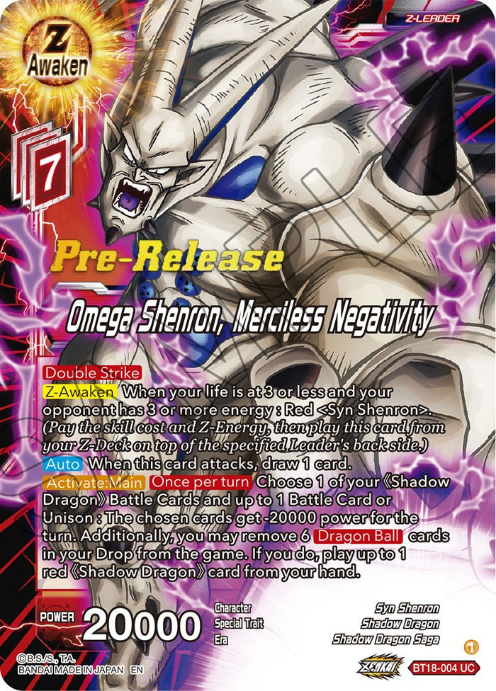 Omega Shenron, Merciless Negativity (BT18-004) [Dawn of the Z-Legends Prerelease Promos] | Good Games Adelaide SA