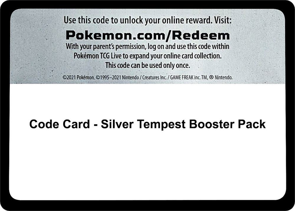 Code Card Silver Tempest Booster Pack  (SWSH12: Silver Tempest)  | Good Games Adelaide SA