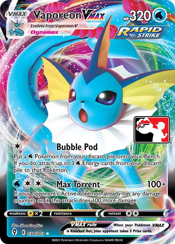 Vaporeon VMAX Series 1/2 030/203 (Prize Pack Series Cards)  - Holofoil | Good Games Adelaide SA