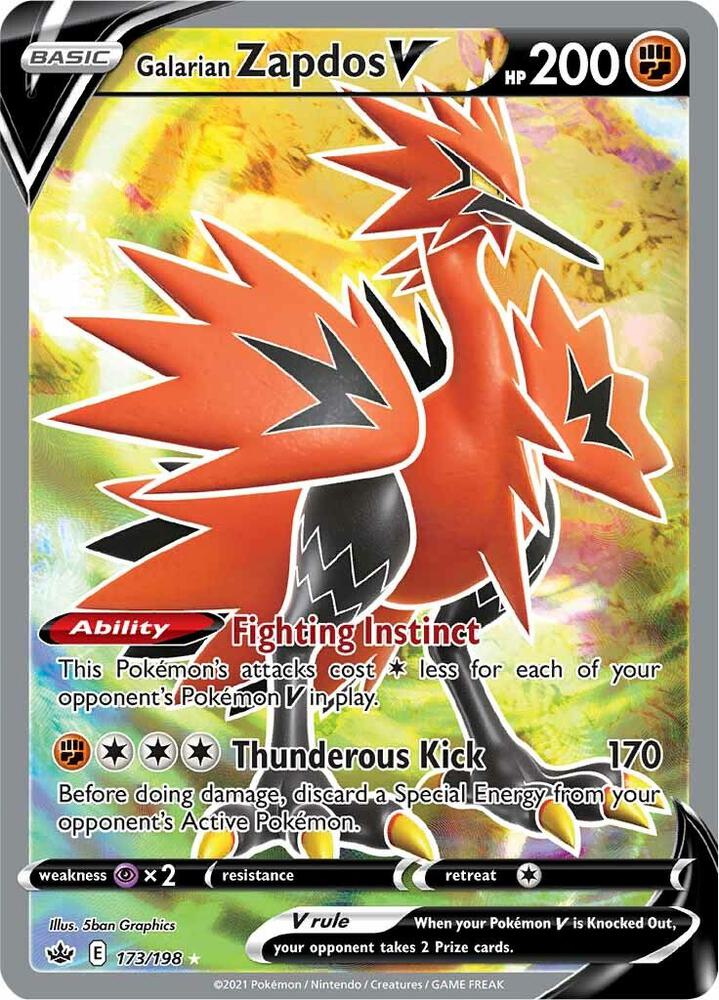 Galarian Zapdos V Full Art 173/198 (SWSH06: Chilling Reign)  - Holofoil | Good Games Adelaide SA