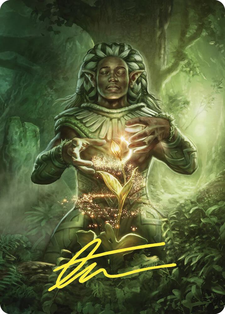 Elvish Mystic Art Card Gold Stamped Signature 41 (Art Series: Commander Masters)  | Good Games Adelaide SA