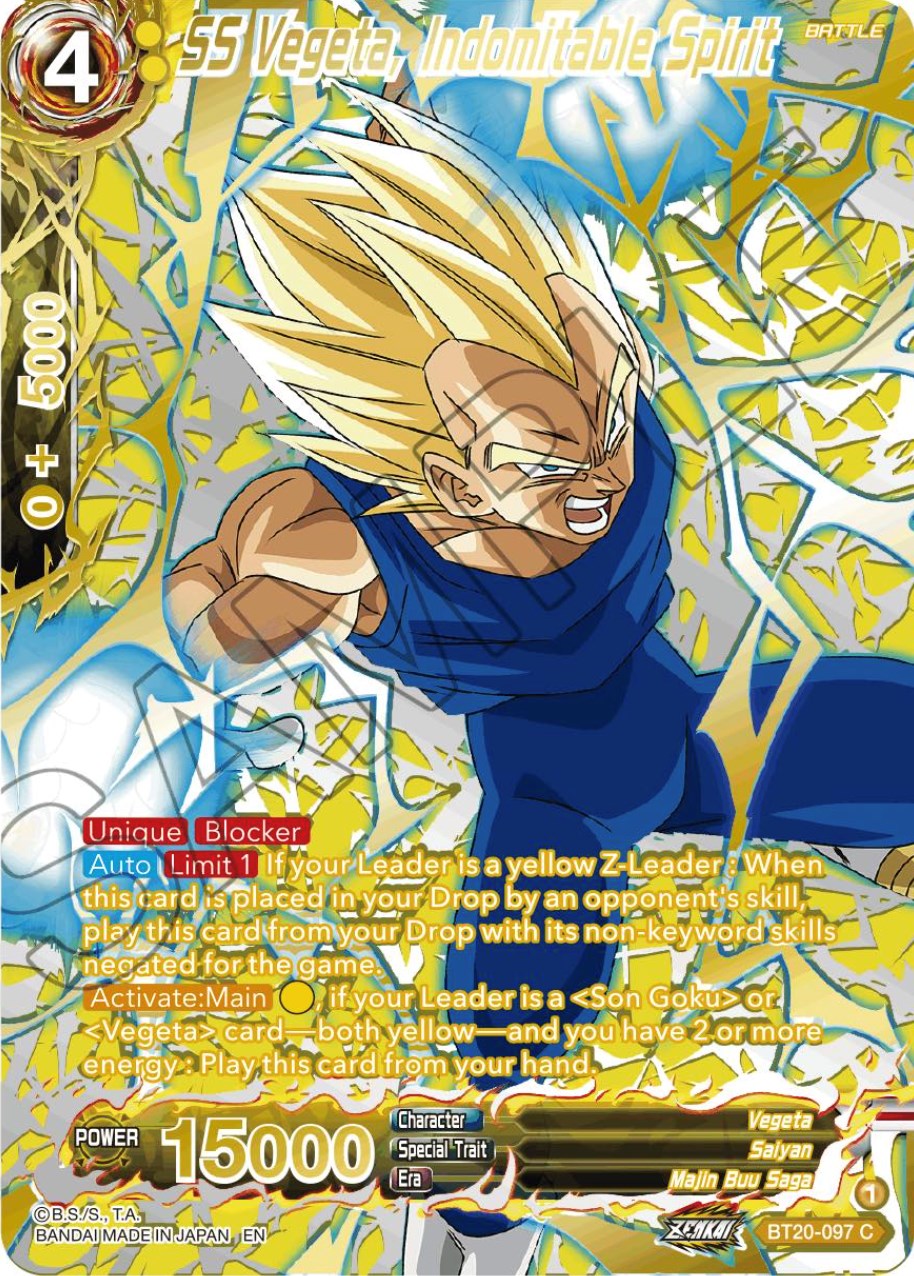 SS Vegeta, Indomitable Spirit (Gold-Stamped) (BT20-097) [Power Absorbed] | Good Games Adelaide SA
