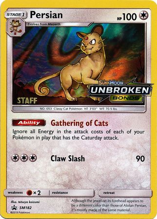 Persian (SM182) (Staff Prerelease Promo) [Sun & Moon: Black Star Promos] | Good Games Adelaide SA