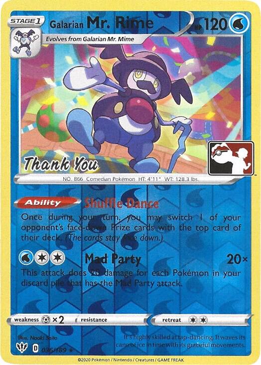 Galarian Mr. Rime (Pokemon League Thank You) 036/189 (Miscellaneous Cards & Products)  - Reverse Holofoil | Good Games Adelaide SA