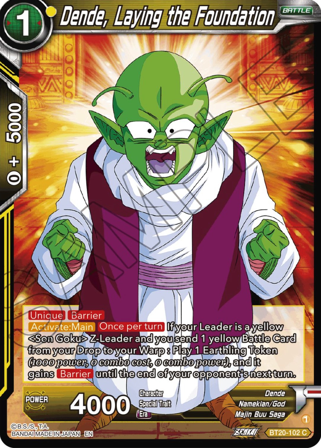 Dende, Laying the Foundation (BT20-102) [Power Absorbed] | Good Games Adelaide SA