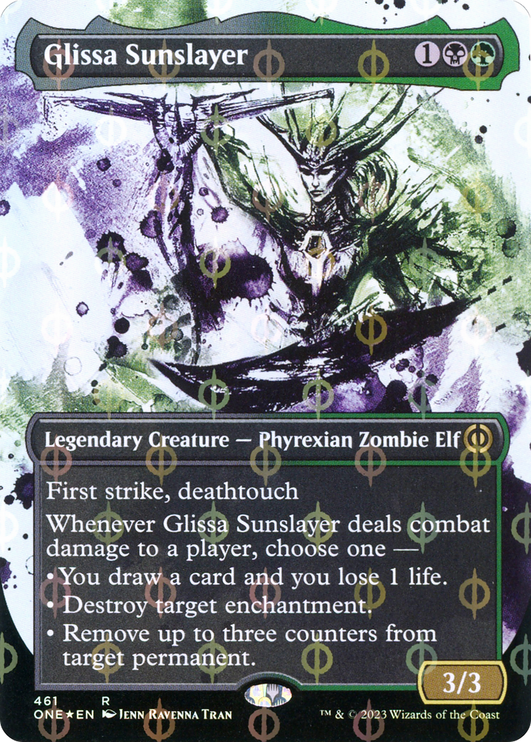 Glissa Sunslayer (Borderless Ichor Step-and-Compleat Foil) [Phyrexia: All Will Be One] | Good Games Adelaide SA