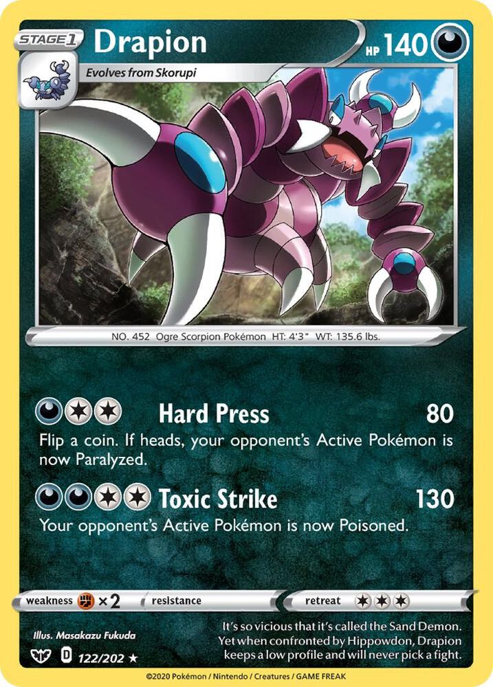 Drapion 122/202 (SWSH01: Sword & Shield Base Set)  | Good Games Adelaide SA