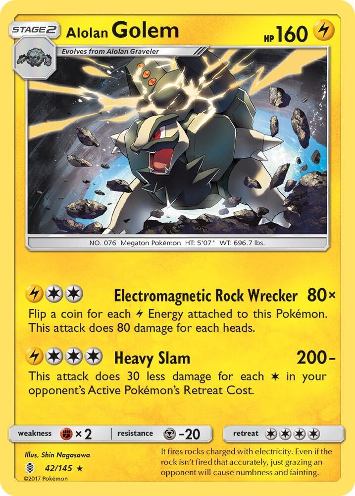 Alolan Golem 42/145 (SM - Guardians Rising)  - Holofoil | Good Games Adelaide SA