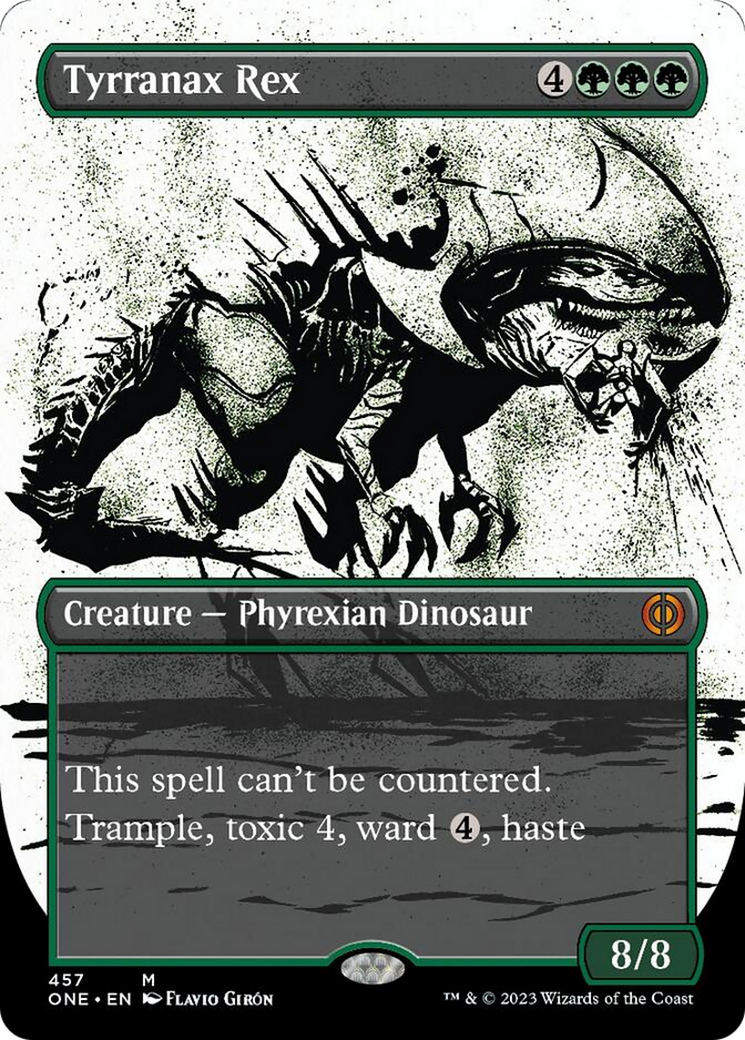 Tyrranax Rex (Borderless Ichor Step-and-Compleat Foil) [Phyrexia: All Will Be One] | Good Games Adelaide SA