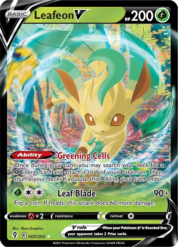 Leafeon V (007/203) [Sword & Shield: Evolving Skies] | Good Games Adelaide SA