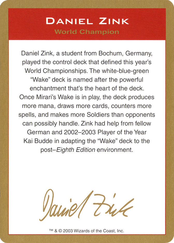 Daniel Zink Bio  (World Championship Decks)  | Good Games Adelaide SA