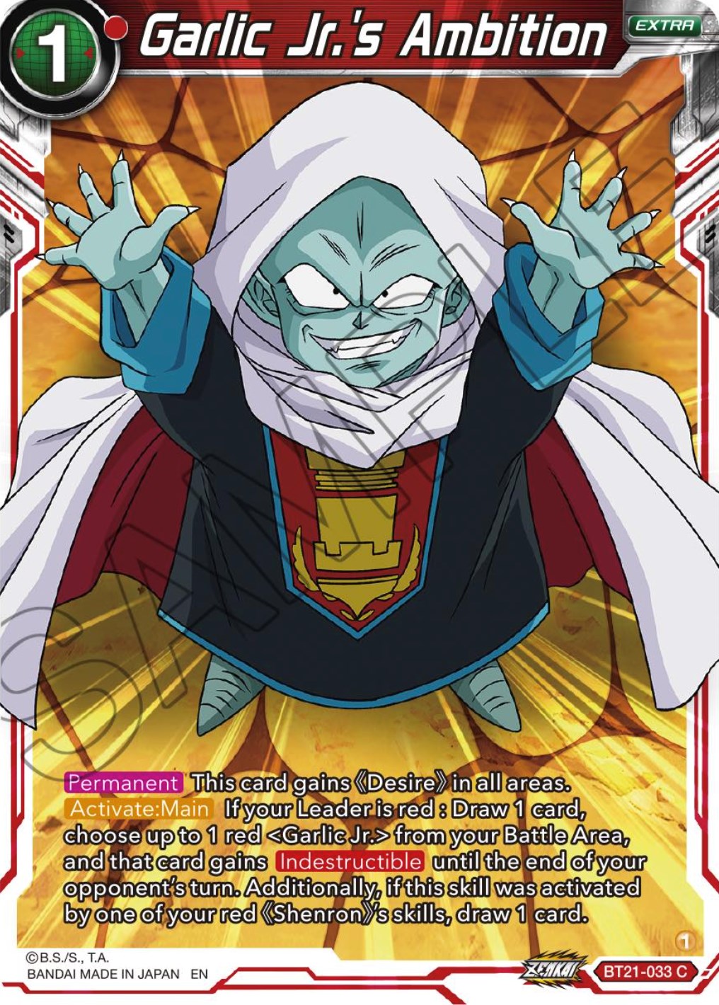 Garlic Jr.'s Ambition (BT21-033) [ZENKAI Series: Set 04] | Good Games Adelaide SA