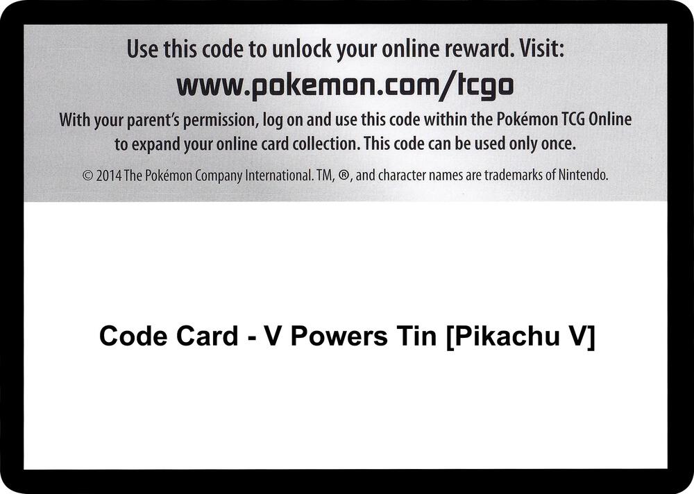 Code Card V Powers Tin Pikachu V  (Miscellaneous Cards & Products)  | Good Games Adelaide SA