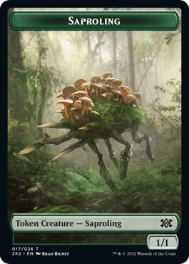 Saproling Phyrexian Golem Double Sided Token 17 // 21 (Double Masters 2022)  - Foil | Good Games Adelaide SA