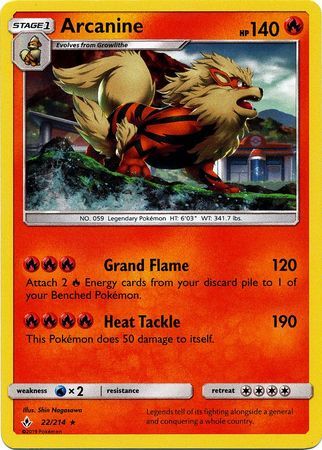 Arcanine (22/214) (Cosmos Holo) [Sun & Moon: Unbroken Bonds] | Good Games Adelaide SA