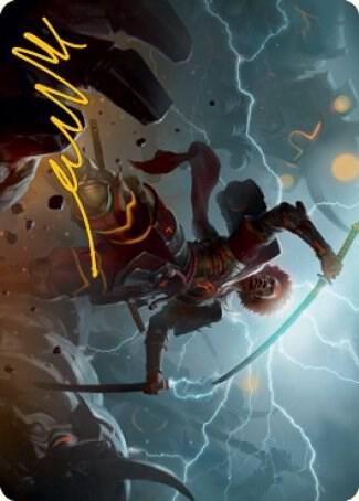 Raiyuu Storms Edge Art Card Gold Stamped Signature 31 (Art Series: Kamigawa: Neon Dynasty)  | Good Games Adelaide SA