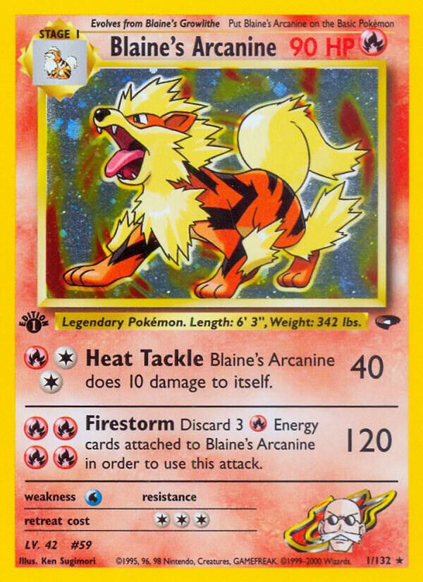 Blaines Arcanine 001/132 (Gym Challenge)  - 1st Edition Holofoil | Good Games Adelaide SA