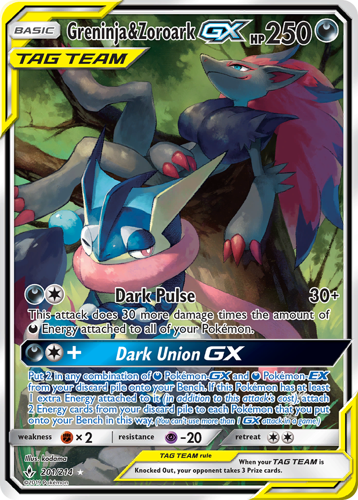 Greninja & Zoroark GX (201/214) [Sun & Moon: Unbroken Bonds] | Good Games Adelaide SA