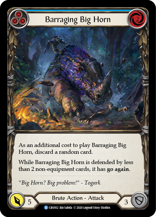 Barraging Big Horn (Blue) [CRU012] 1st Edition Rainbow Foil | Good Games Adelaide SA
