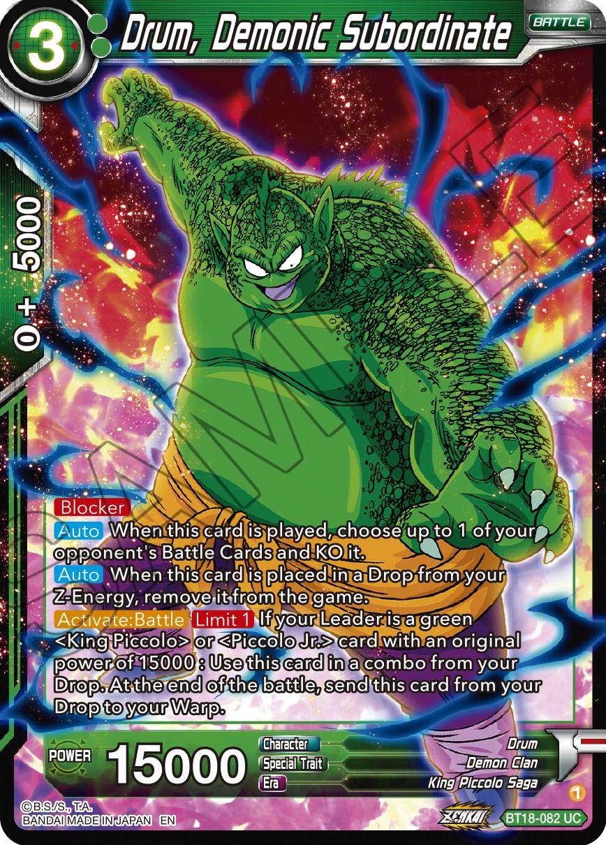 Drum, Demonic Subordinate (BT18-082) [Dawn of the Z-Legends] | Good Games Adelaide SA