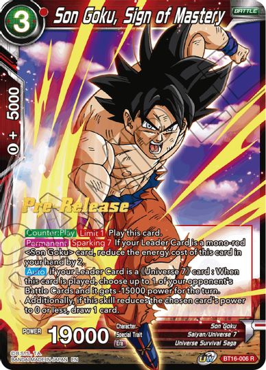 Son Goku, Sign of Mastery (BT16-006) [Realm of the Gods Prerelease Promos] | Good Games Adelaide SA